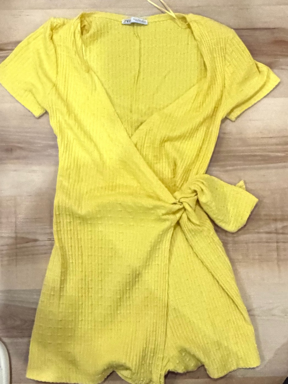 Zara Bright Yellow Wrap Mini Dress